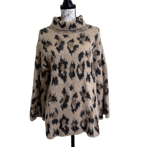 Kate Spade Size M Sweater Alpaca Wool Leopard Print Pullover Peru - Picture 1 of 8